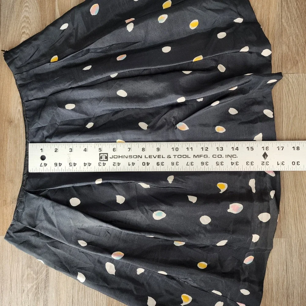 Tara Jarmon Navy Blue 100% Silk Polka‎ Dot Pleated Mini Skirt Made In France 36